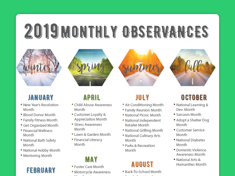 National Observance Calendar - Janna Loraine